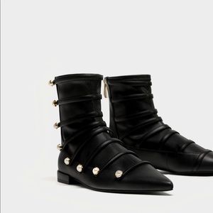 zara pearls boots